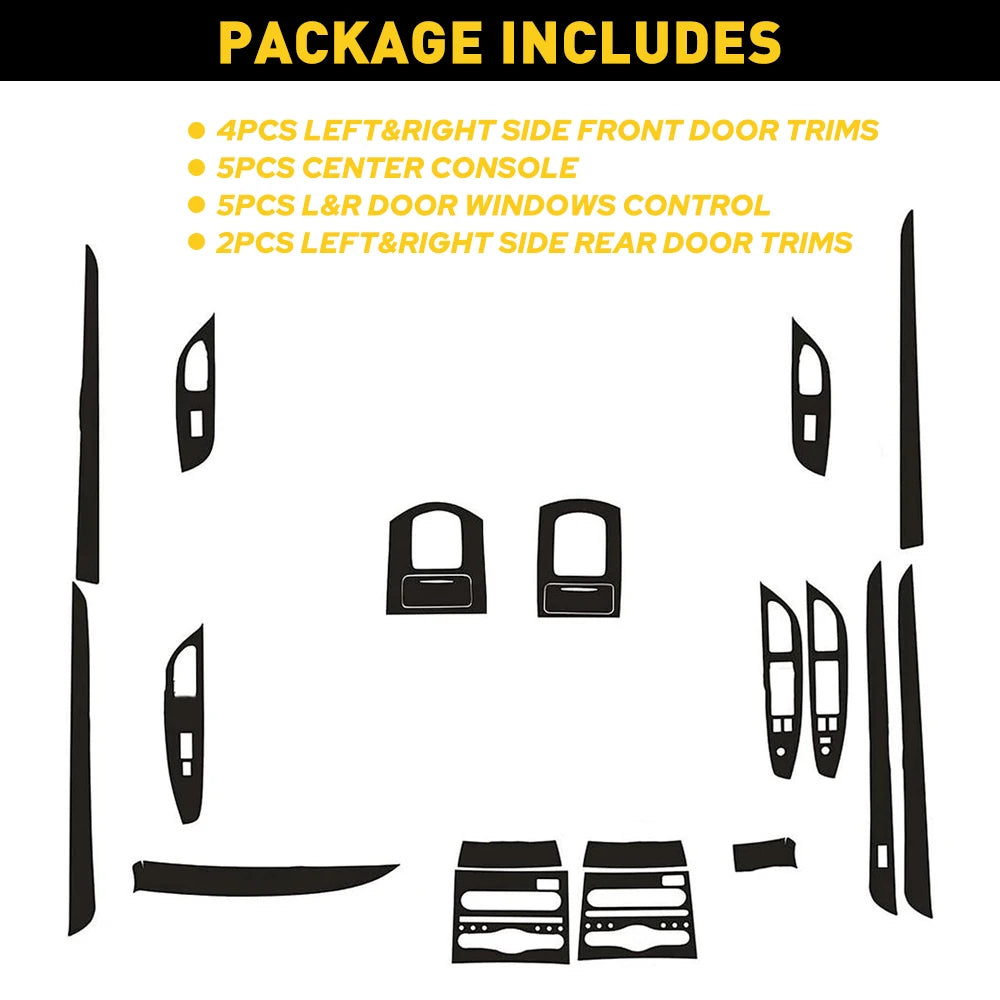 1Set Black Carbon fiber Style Car Interior