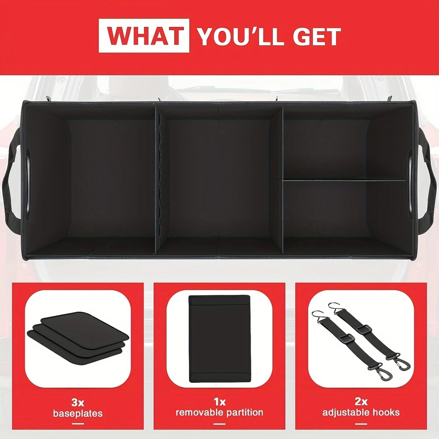 Large Trunk Organizer For Car, Collapsible