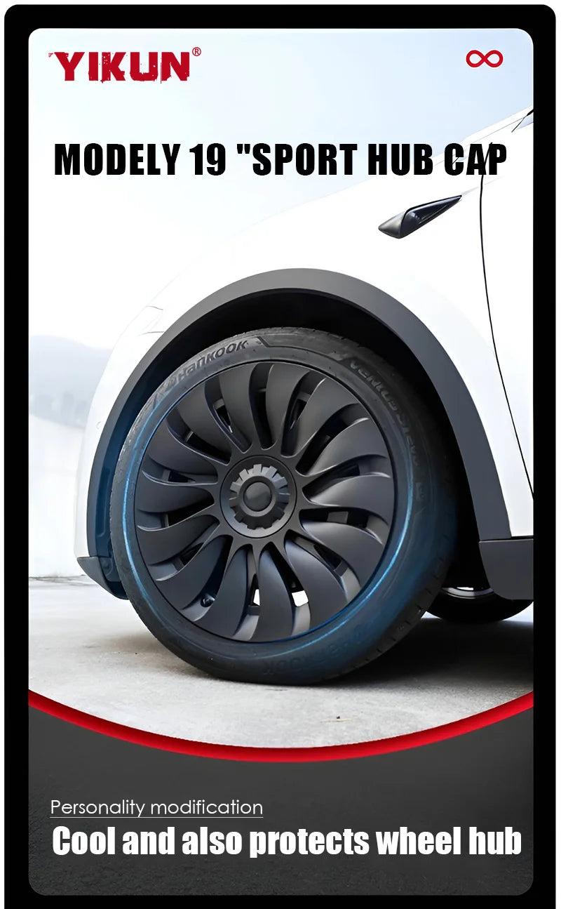 YIKUN 4PCS Wheel Cover for Tesla Model Y 19 Inch