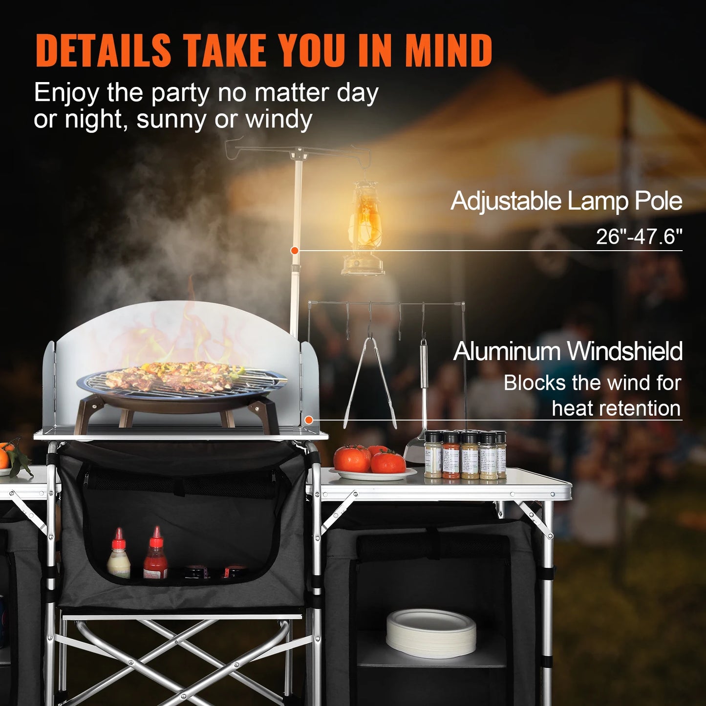 SucceBuy Camping Outdoor Kitchen Table Cabinet