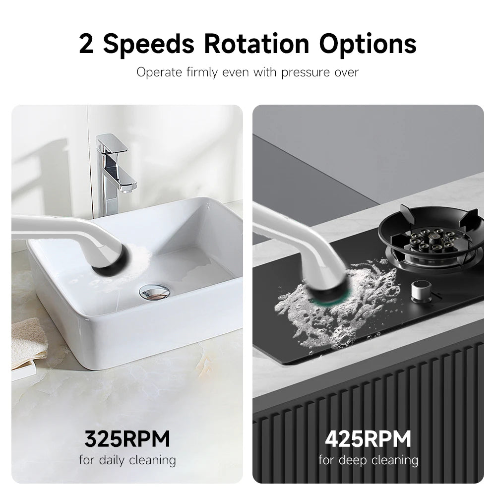 Electric scrubber with 8 Replaceable Brush Heads