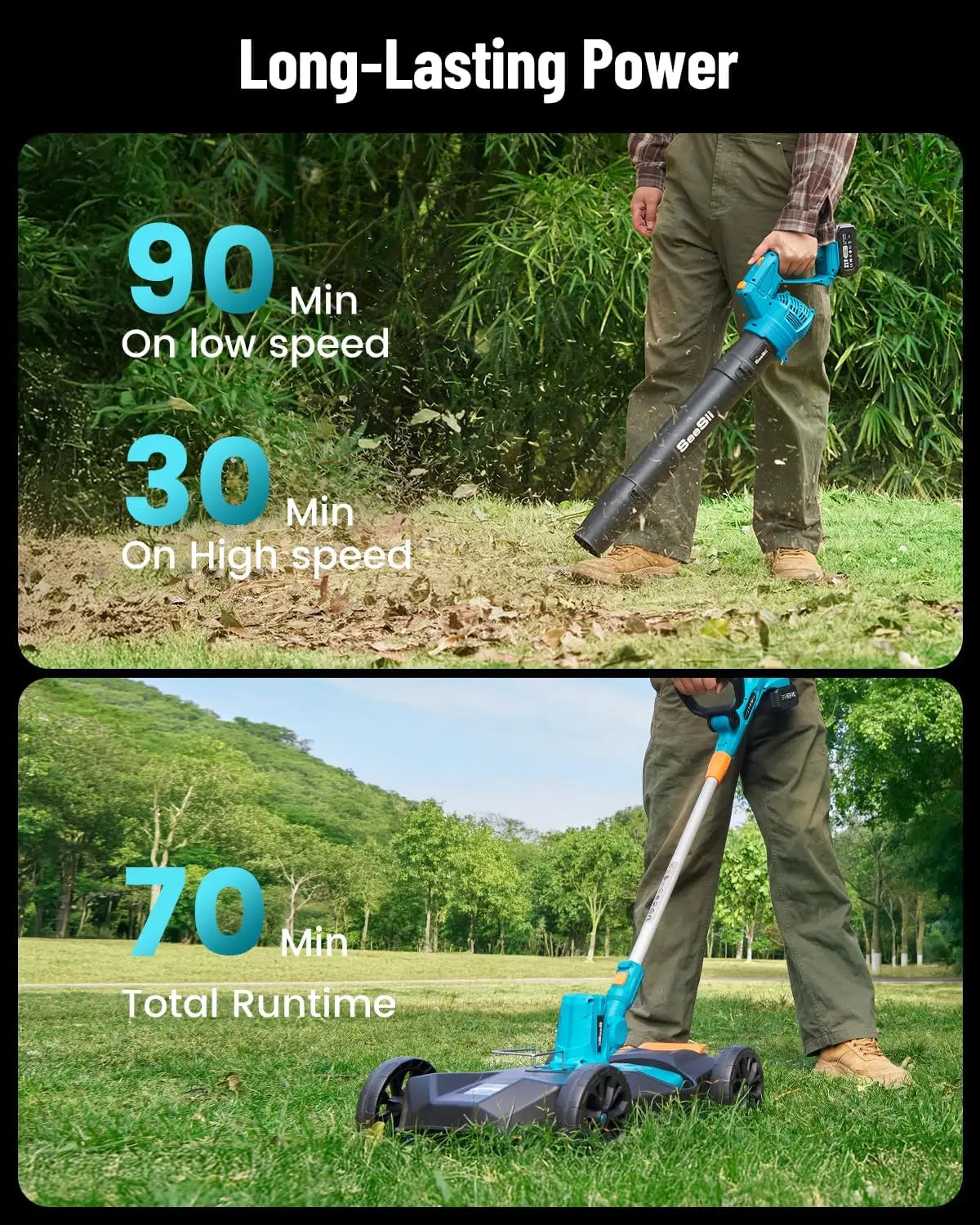Seesii Electric String Trimmer Leaf Blower Combo