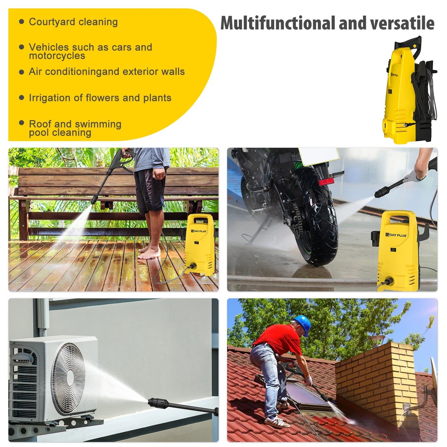 1800W 1.6GPM Electric Power Washer with 3-in-1 Nozzle