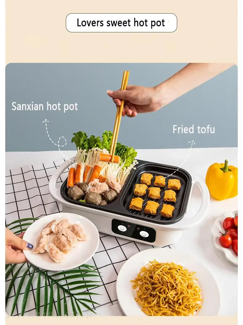 2 in 1 Electric Multi Cooker Shabu Pot and Griddle