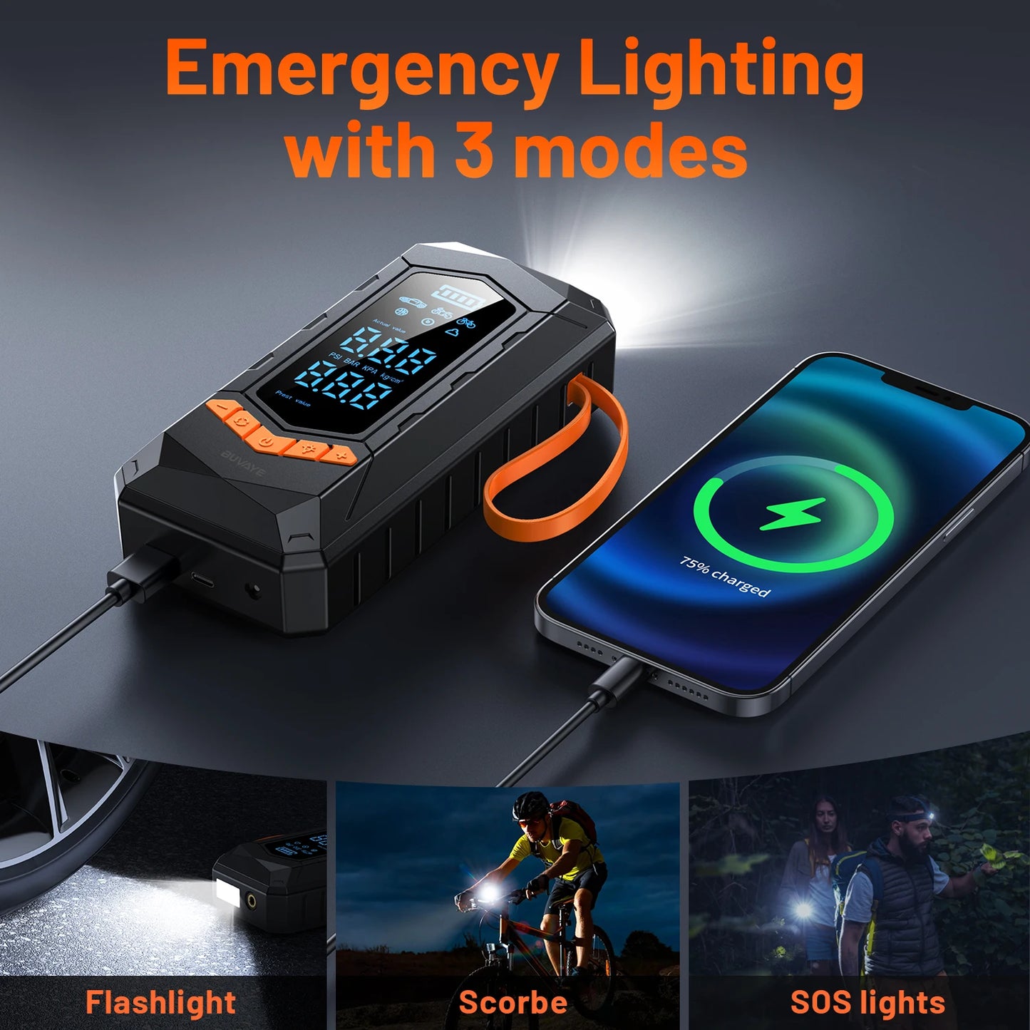 BUVAYE Wired/Wireless Air Pump Car Inflator