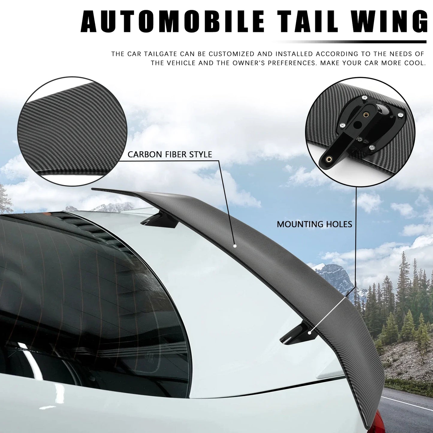 47" Universal Car Racing Rear Trunk Spoiler Sedan