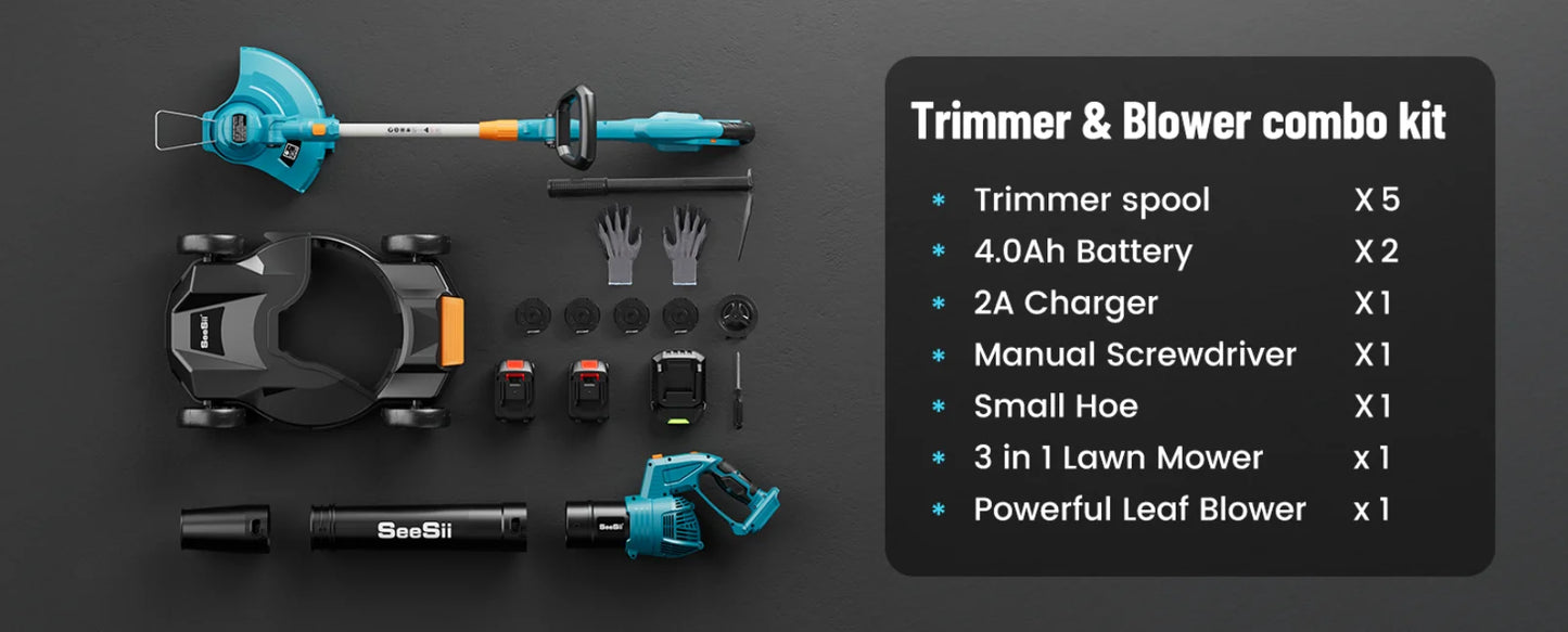 Seesii Electric String Trimmer Leaf Blower Combo
