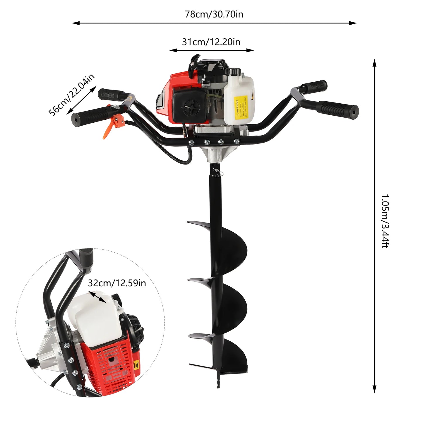 63cc Post Hole Digger 2-stroke Gasoline Earth Auger