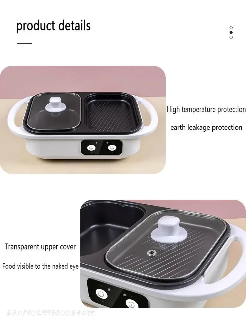 2 in 1 Electric Multi Cooker Shabu Pot and Griddle