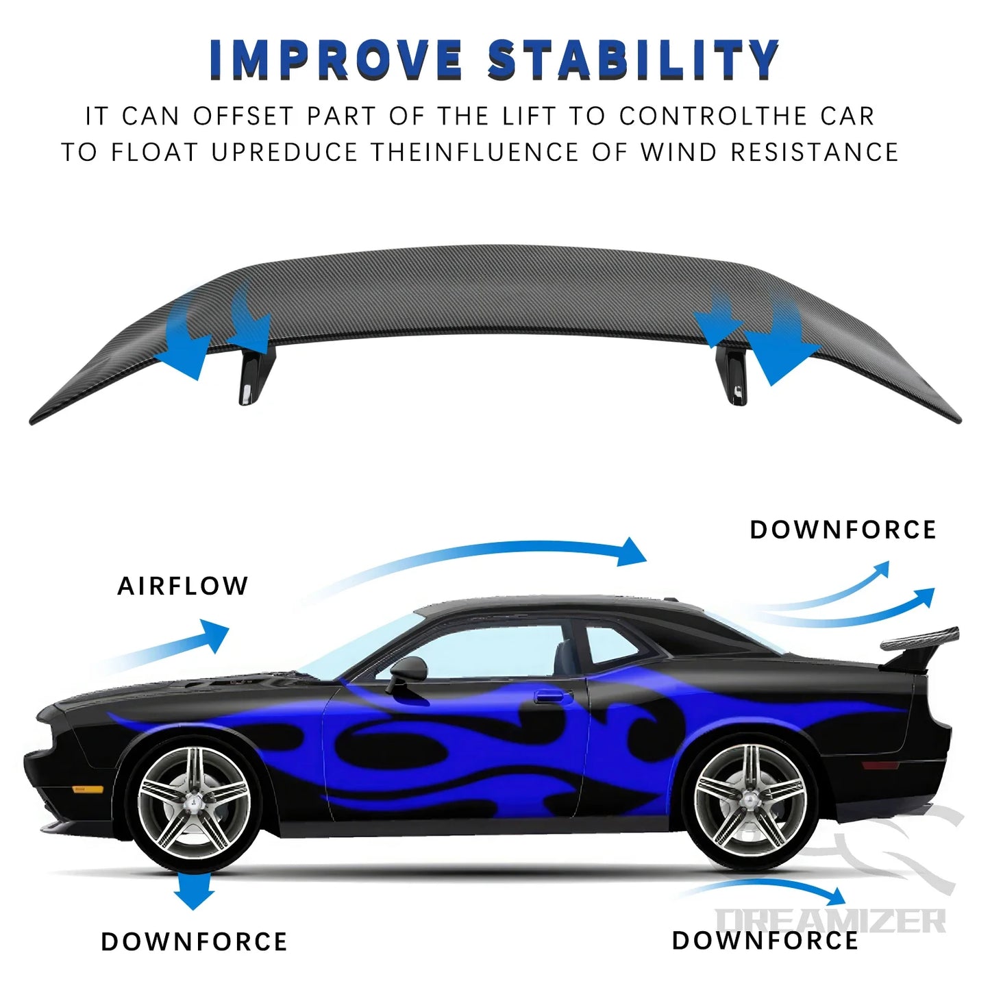 47" Universal Car Racing Rear Trunk Spoiler Sedan