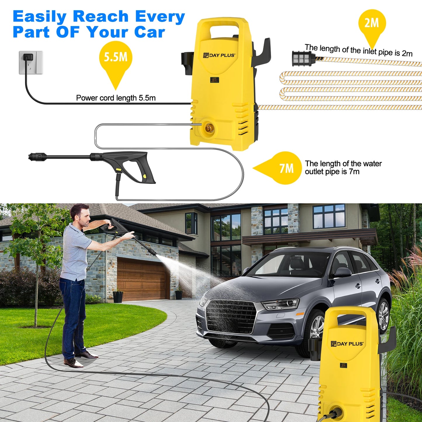 1800W 1.6GPM Electric Power Washer with 3-in-1 Nozzle