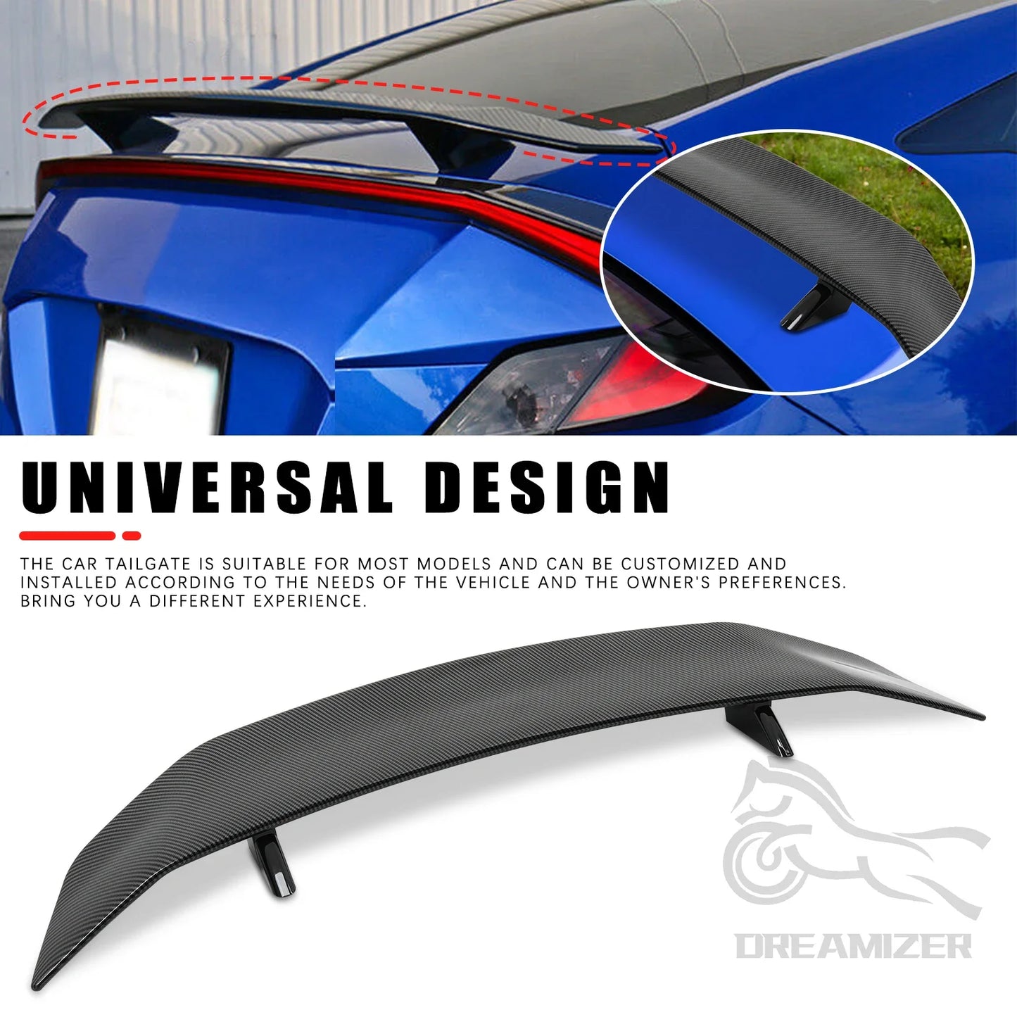 47" Universal Car Racing Rear Trunk Spoiler Sedan