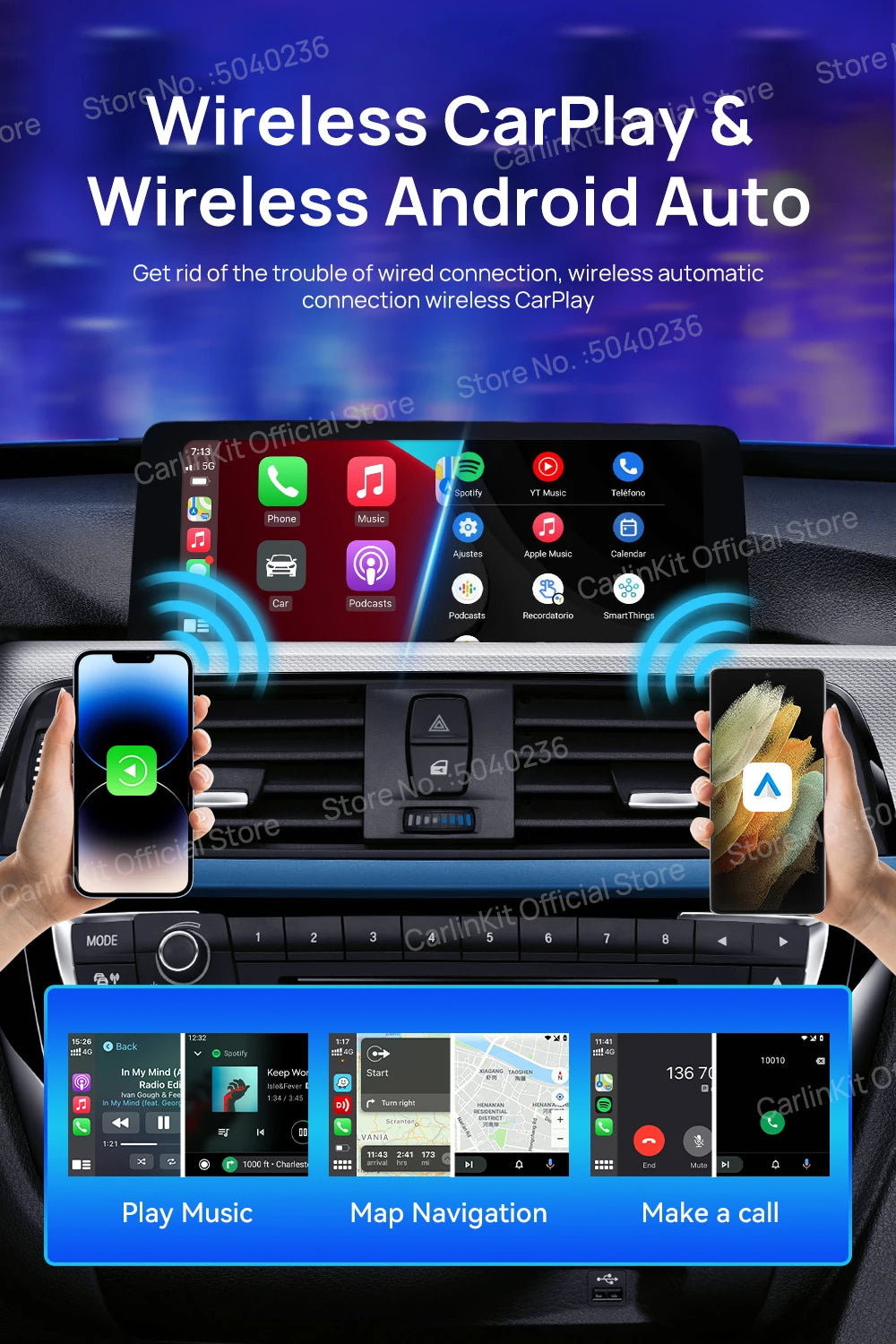 2025 CarlinKit 3 In 1 Android 13 Mini CarPlay Ai Box