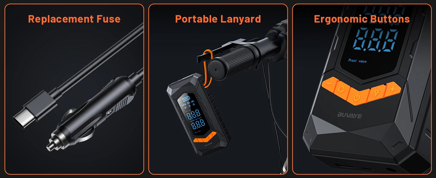 BUVAYE Wired/Wireless Air Pump Car Inflator