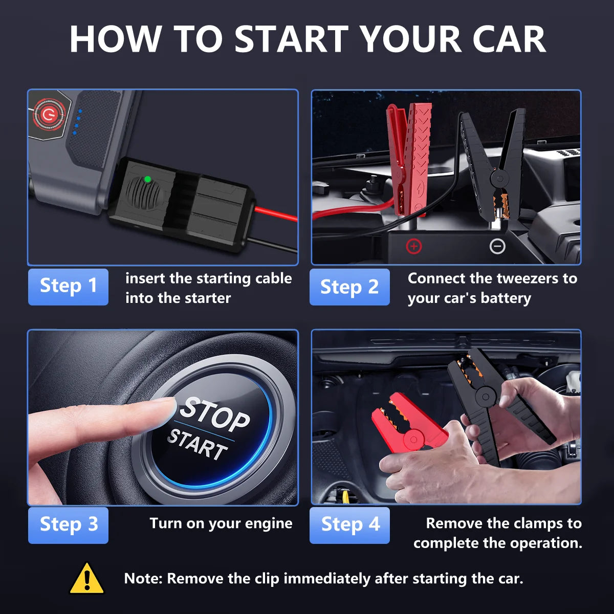 12V Car Jump Starter Automatic Battery Booster Charger