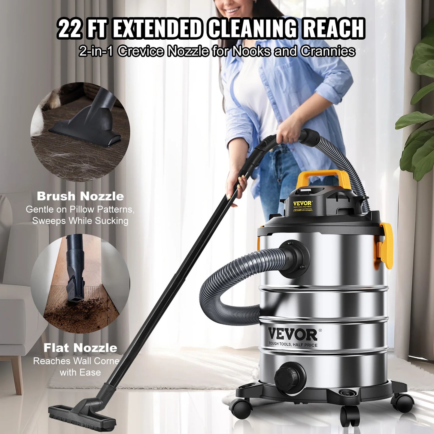 SucceBuy Stainless Steel Wet Dry Shop Vacuum
