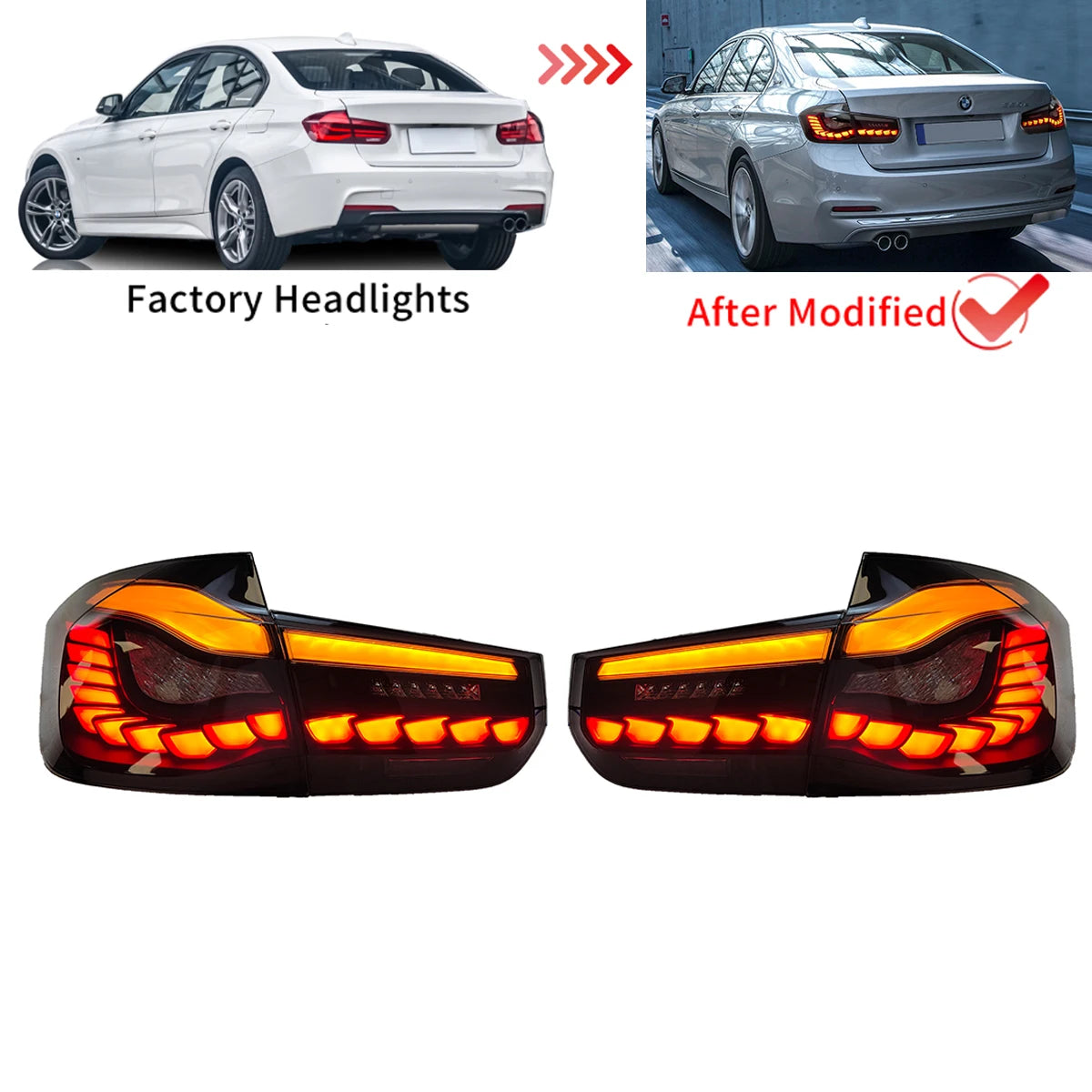 For BMW 3 Series F30 F35 F80 Car LED Tailligh