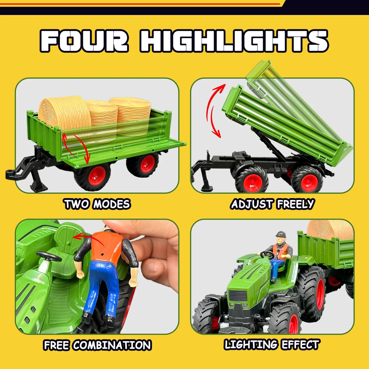 Remote Control Farm Tractor Toy - Realistic RC