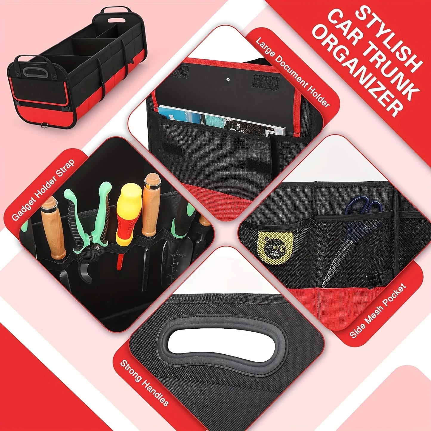Large Trunk Organizer For Car, Collapsible