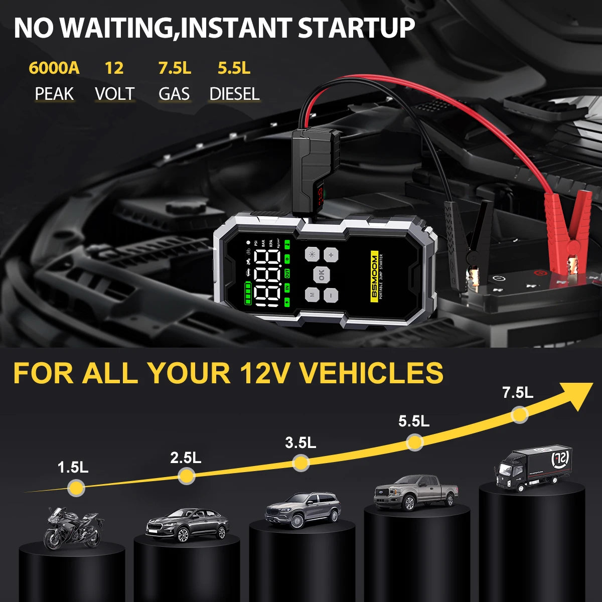 150PSI Air Pump Car Battery Emergency Boosters 7000A
