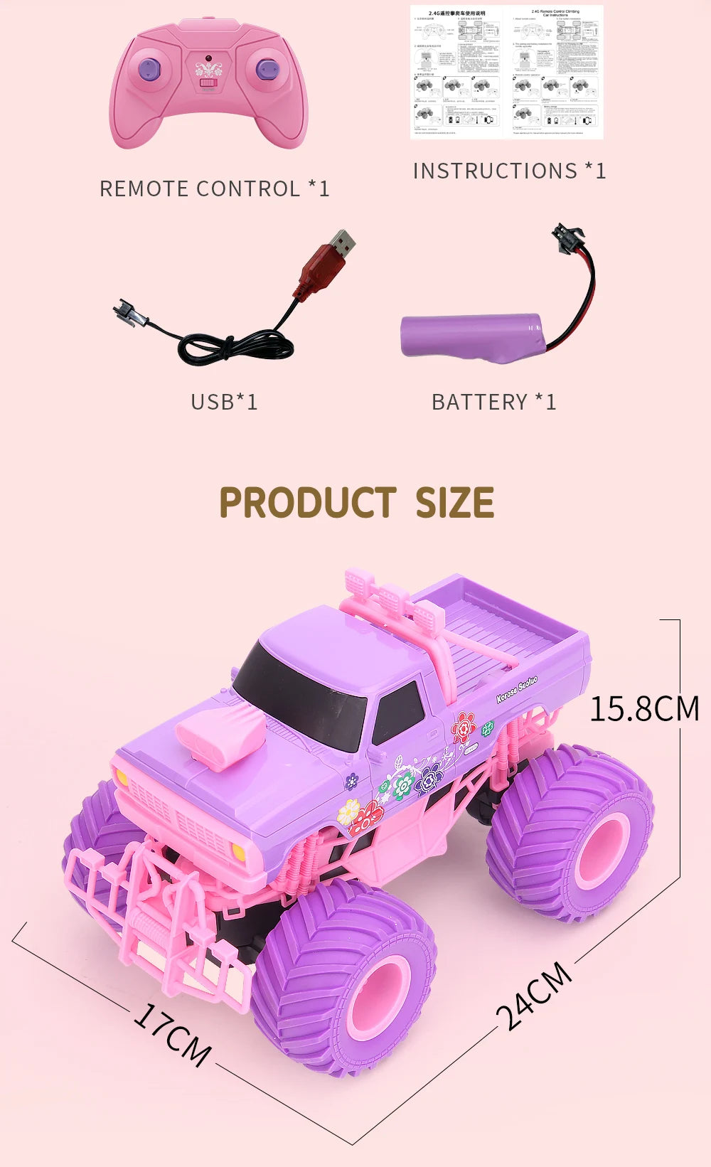 4WD 2.4G Remote Control RC Off-road Climbing Vehicle