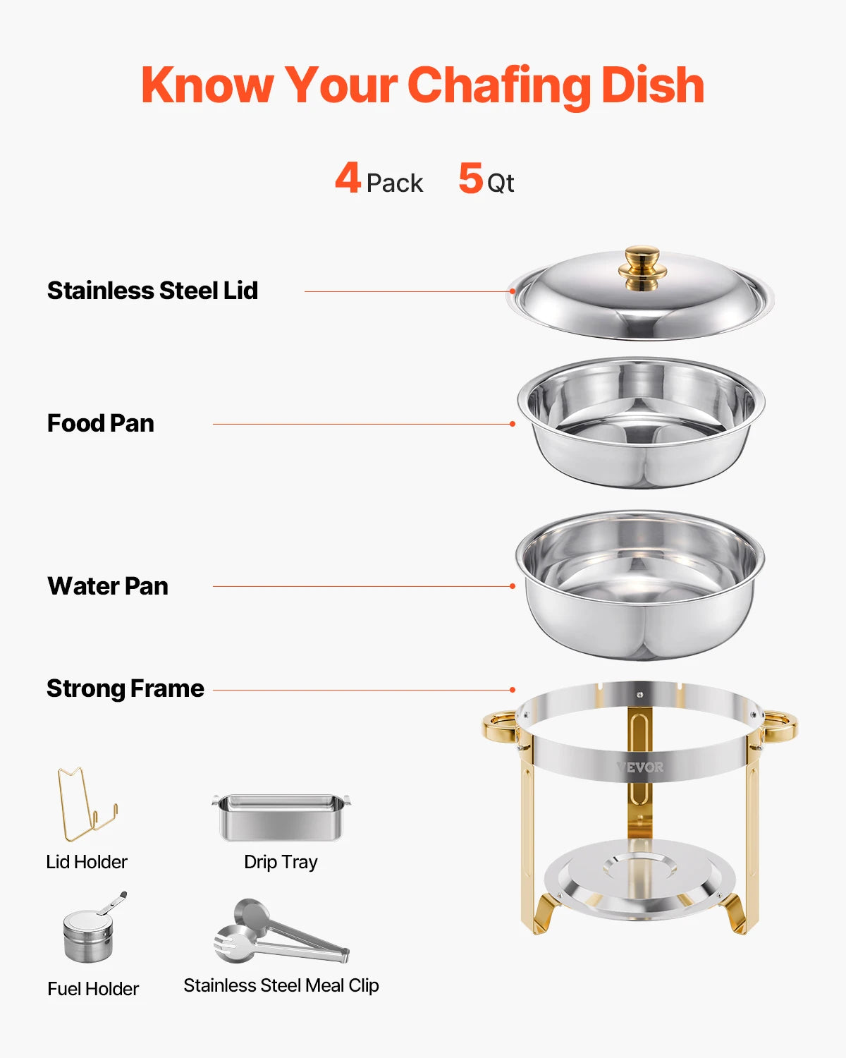 SucceBuy 4 Pack Chafing Dish Buffet Set Stainless