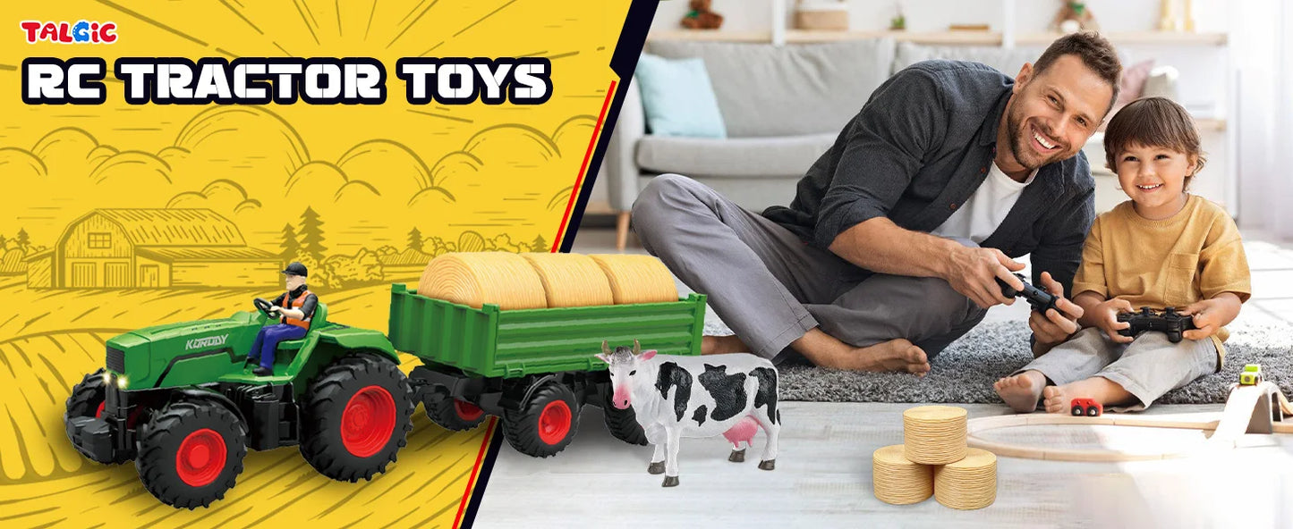 Remote Control Farm Tractor Toy - Realistic RC