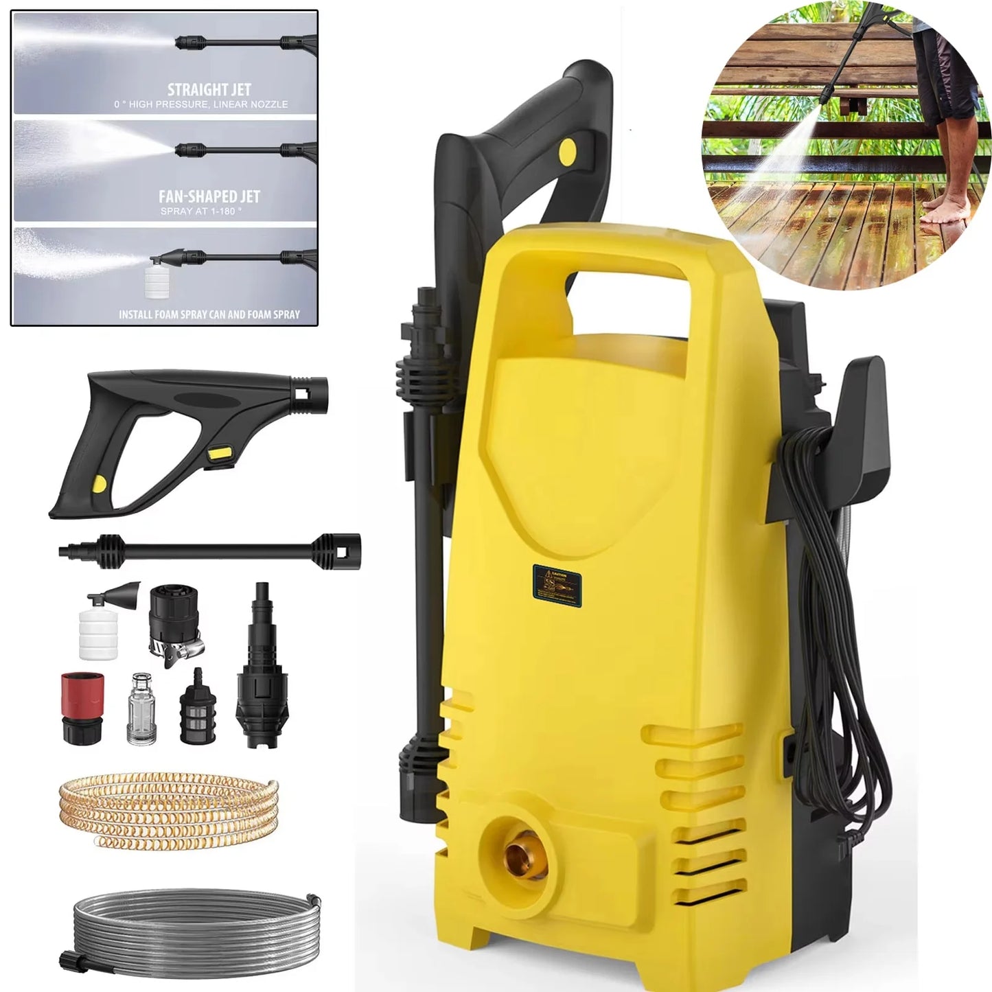 1800W 1.6GPM Electric Power Washer with 3-in-1 Nozzle