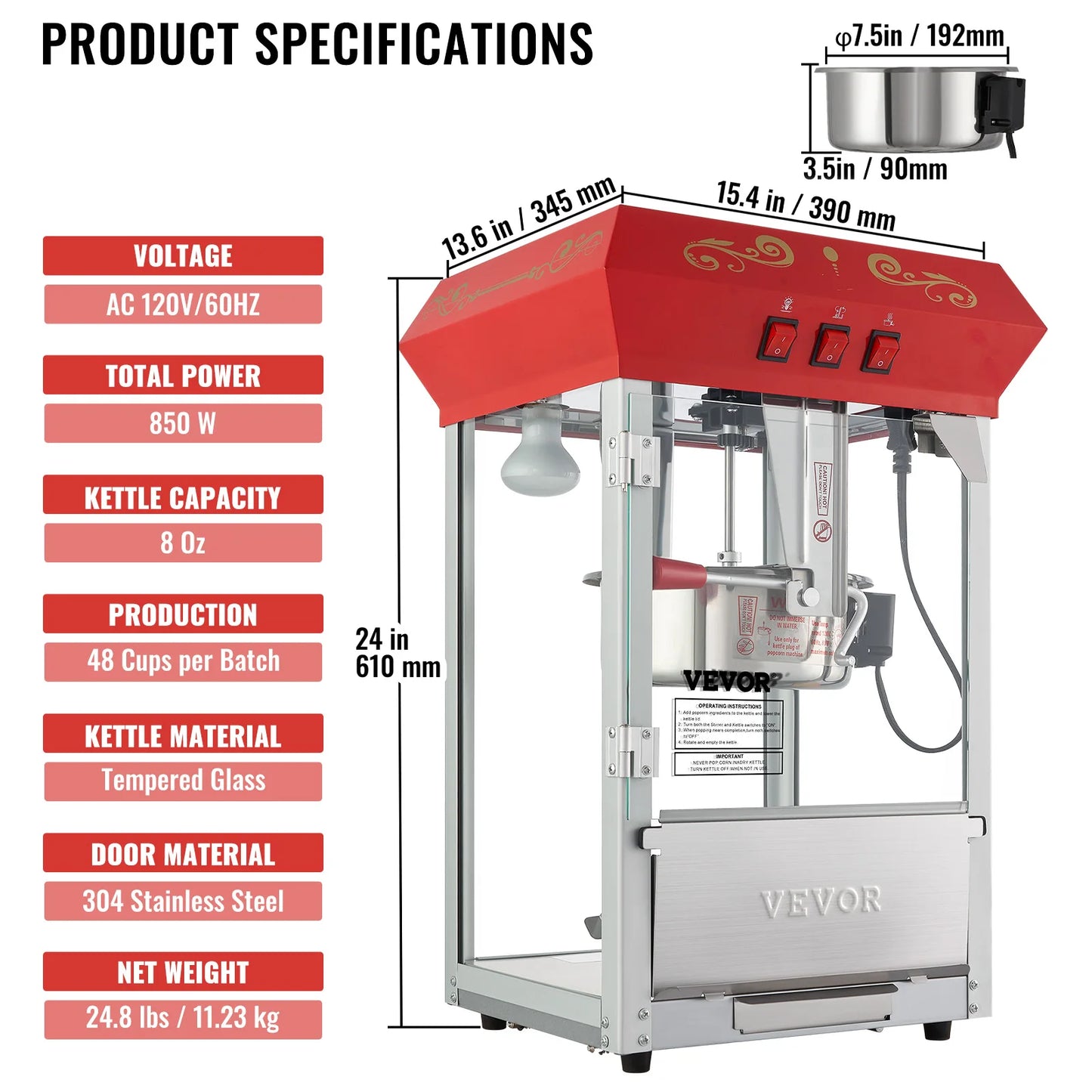 Electric Popcorn Maker Commercial Popper Machine Automatic