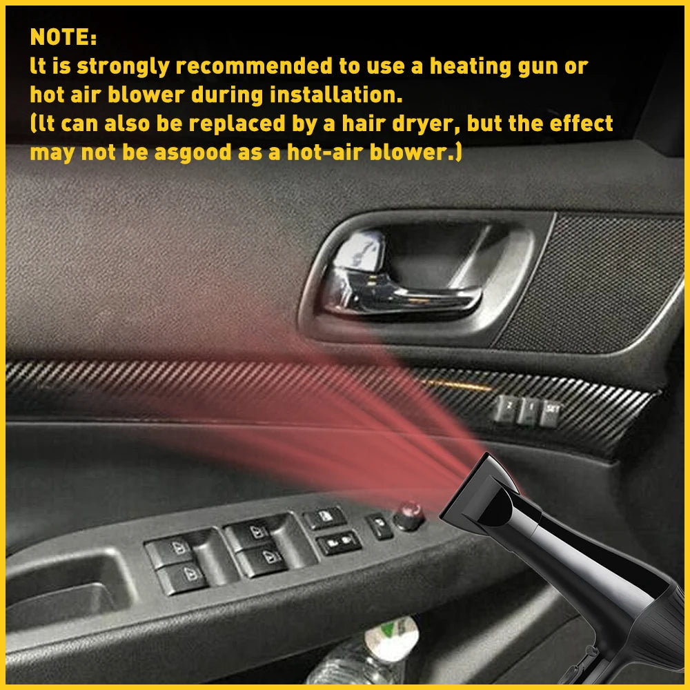 1Set Black Carbon fiber Style Car Interior