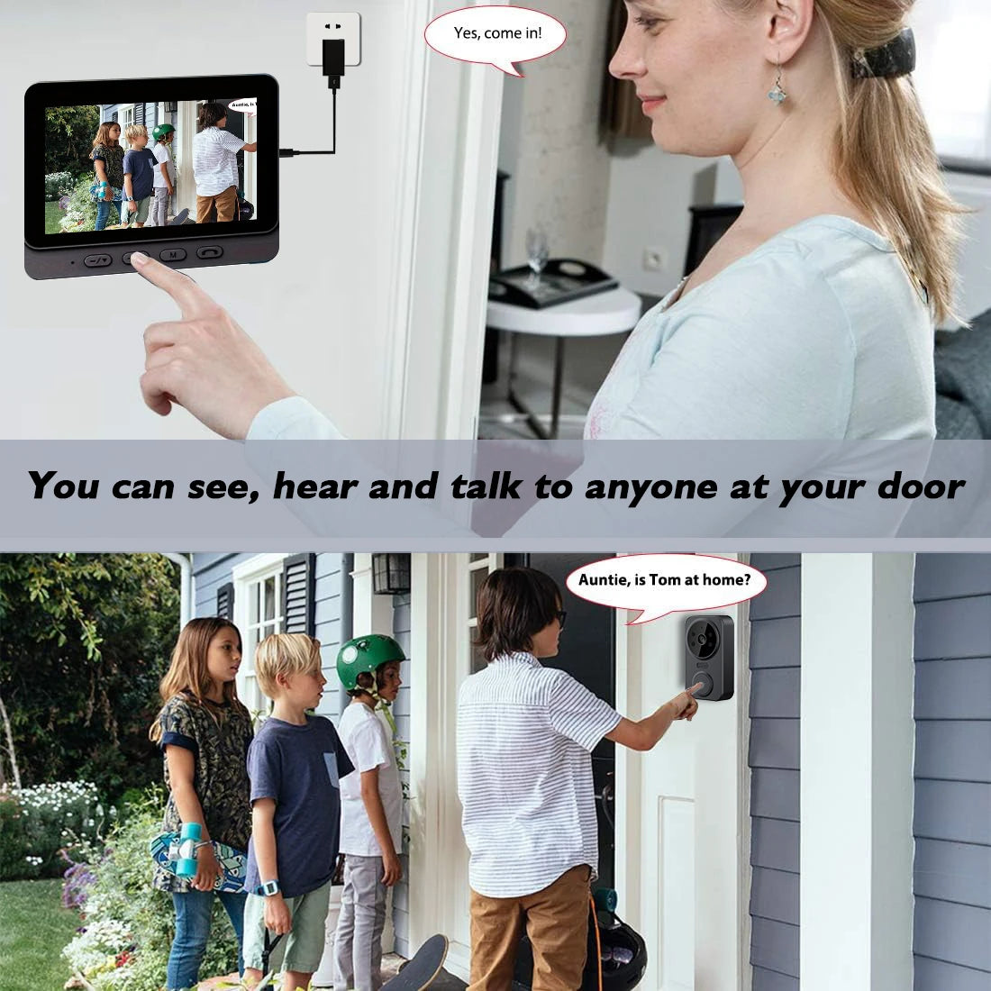 WiFi wireless smart video doorbell, Two-way outdoor