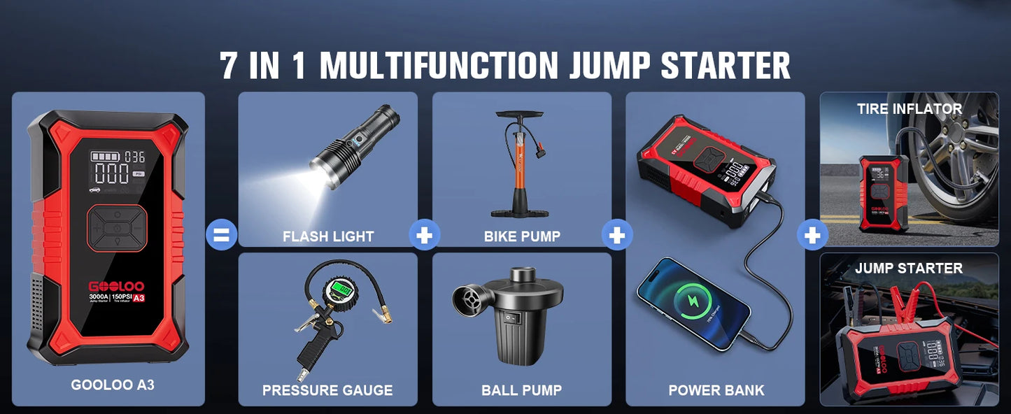 GOOLOO Jump Starter with Air Compressor