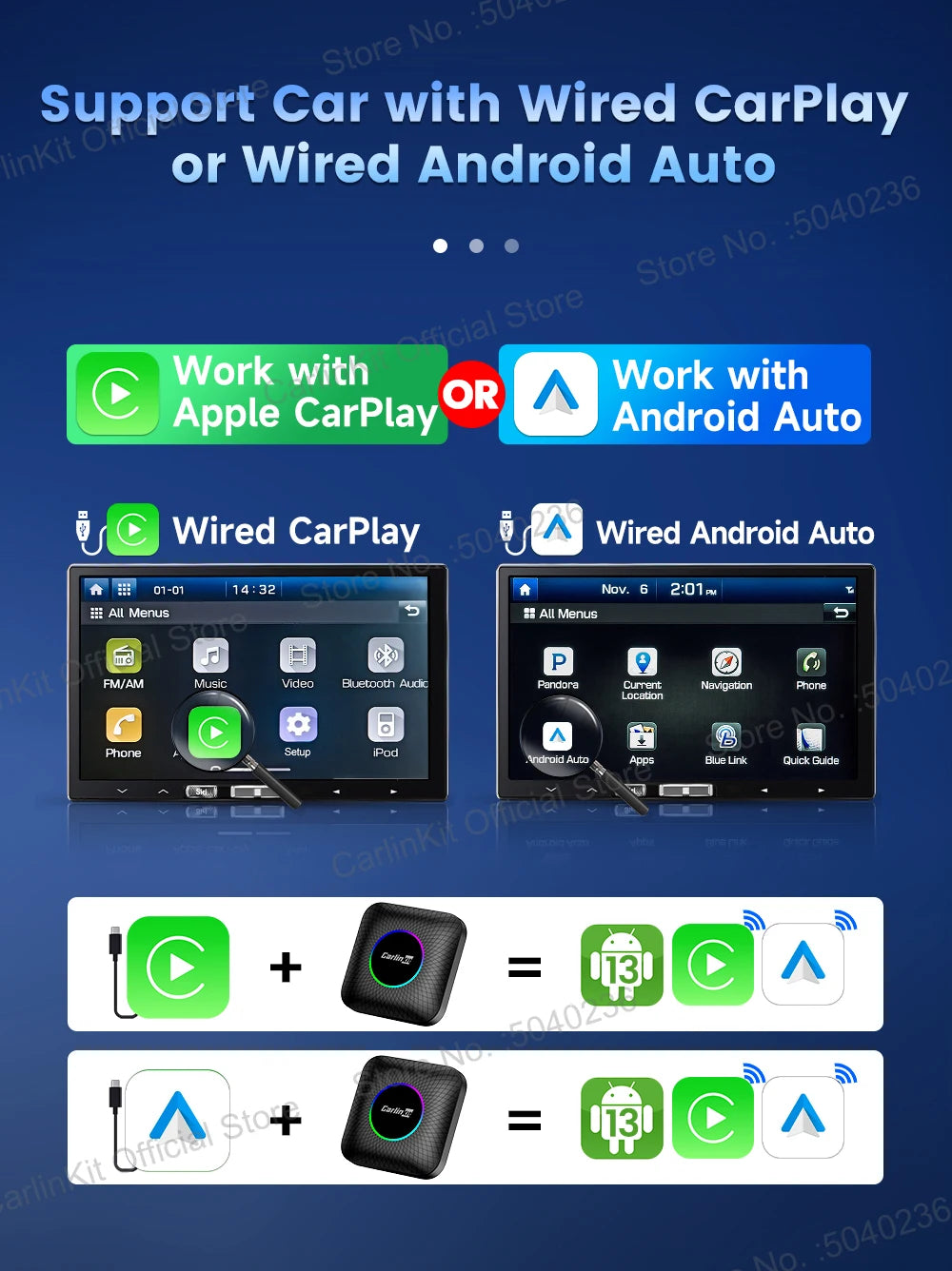 2025 CarlinKit 3 In 1 Android 13 Mini CarPlay Ai Box