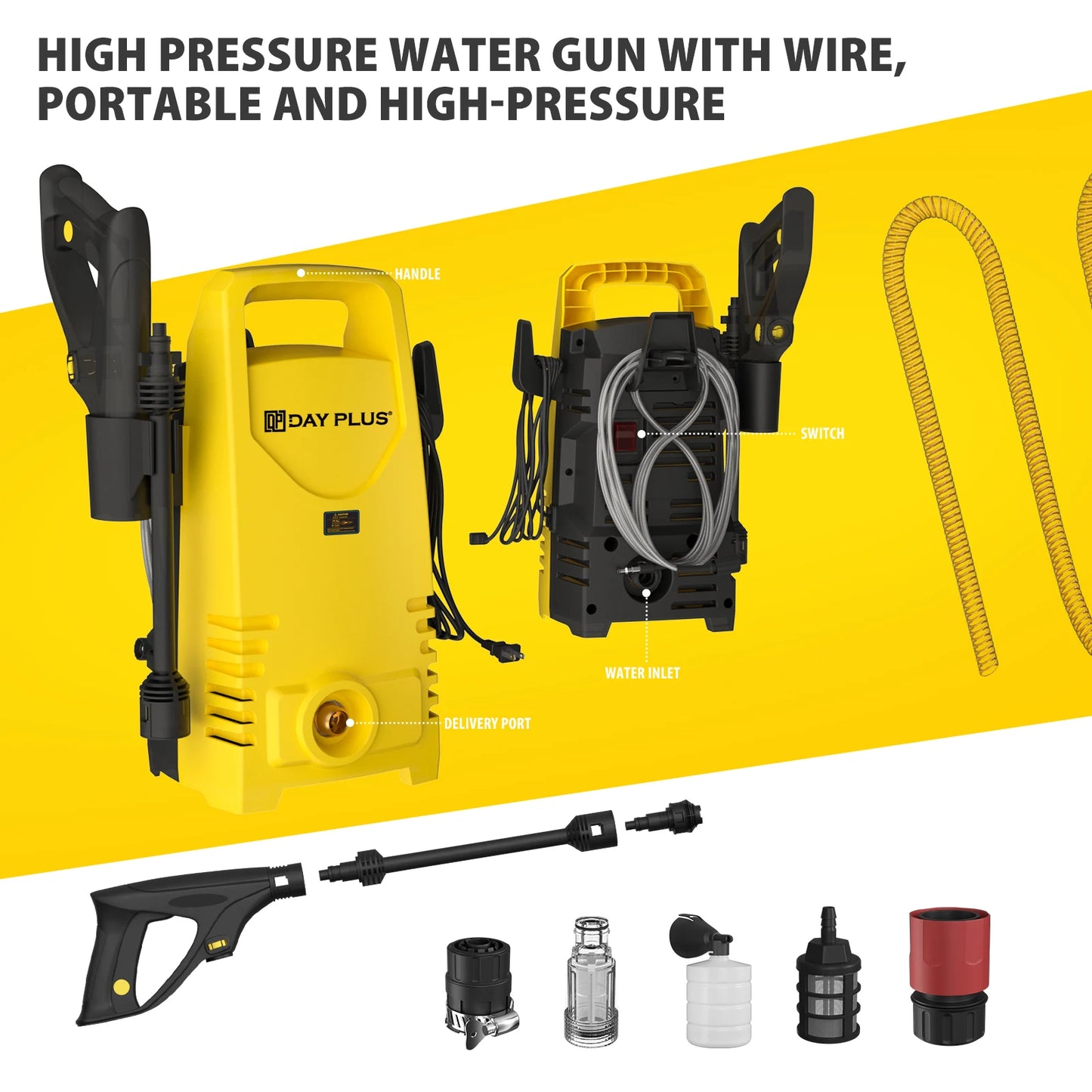1800W 1.6GPM Electric Power Washer with 3-in-1 Nozzle