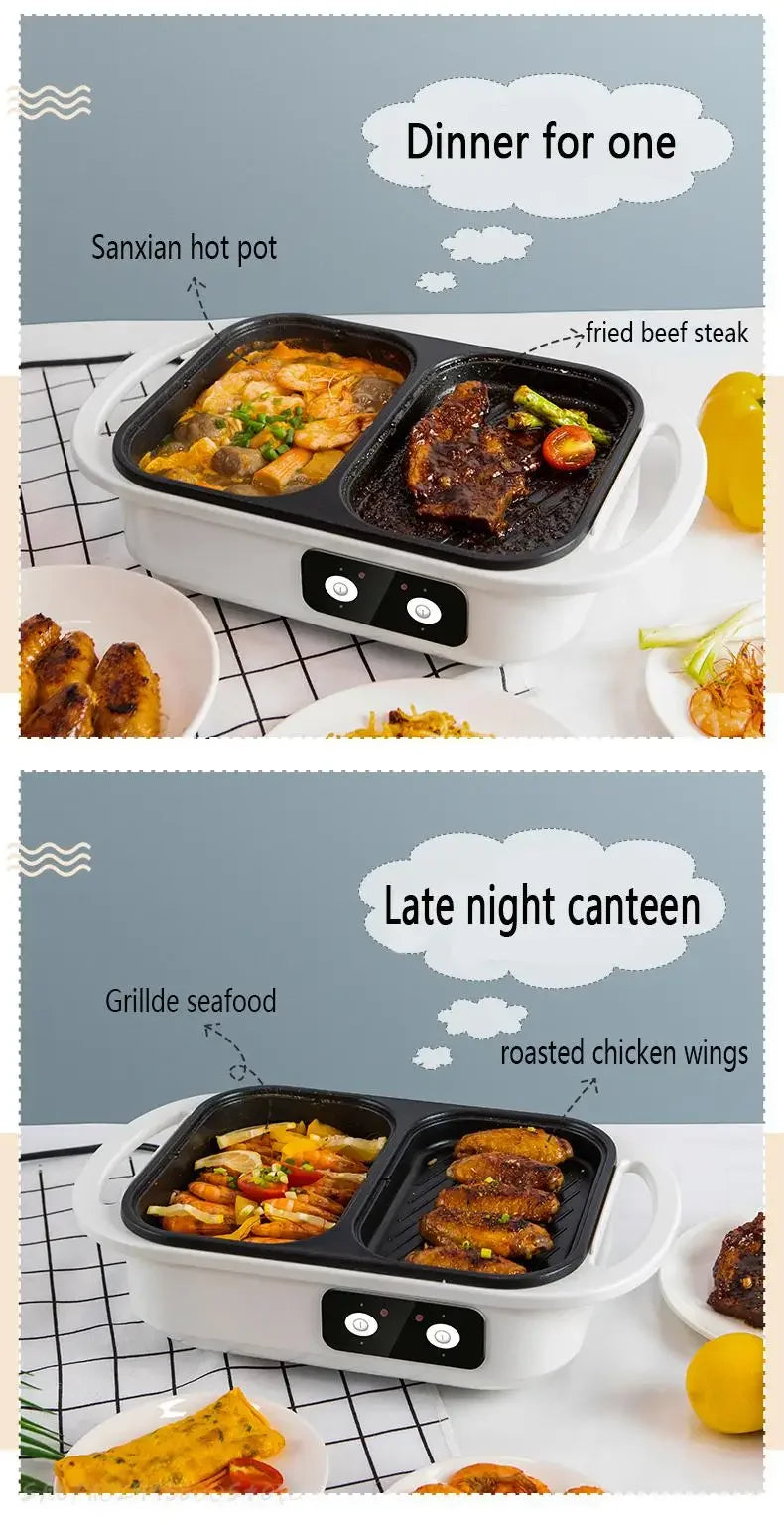 2 in 1 Electric Multi Cooker Shabu Pot and Griddle