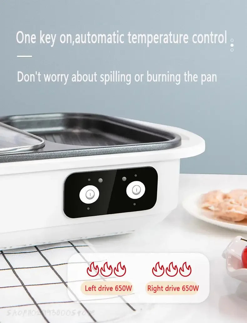 2 in 1 Electric Multi Cooker Shabu Pot and Griddle