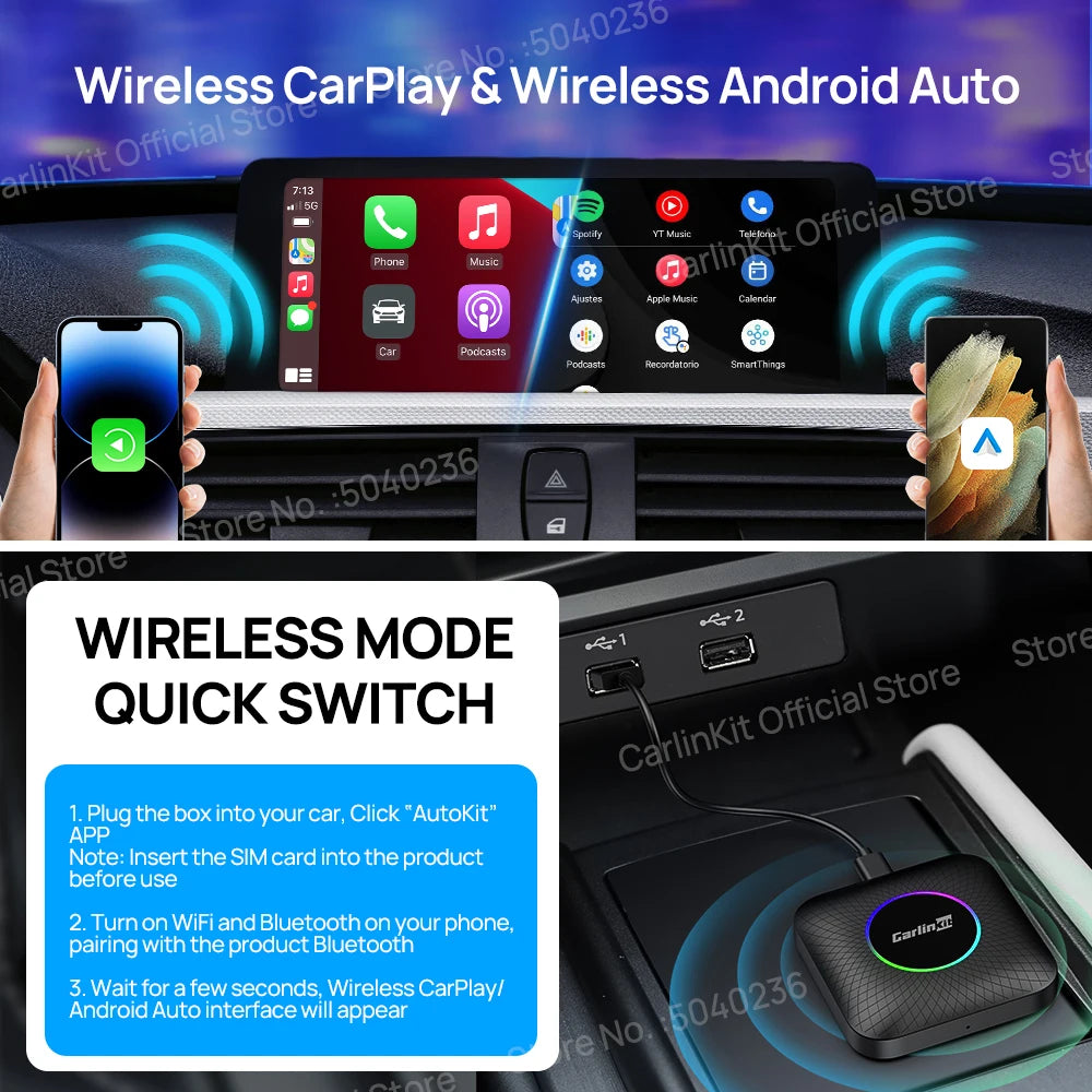 2025 CarlinKit 3 In 1 Android 13 Mini CarPlay Ai Box