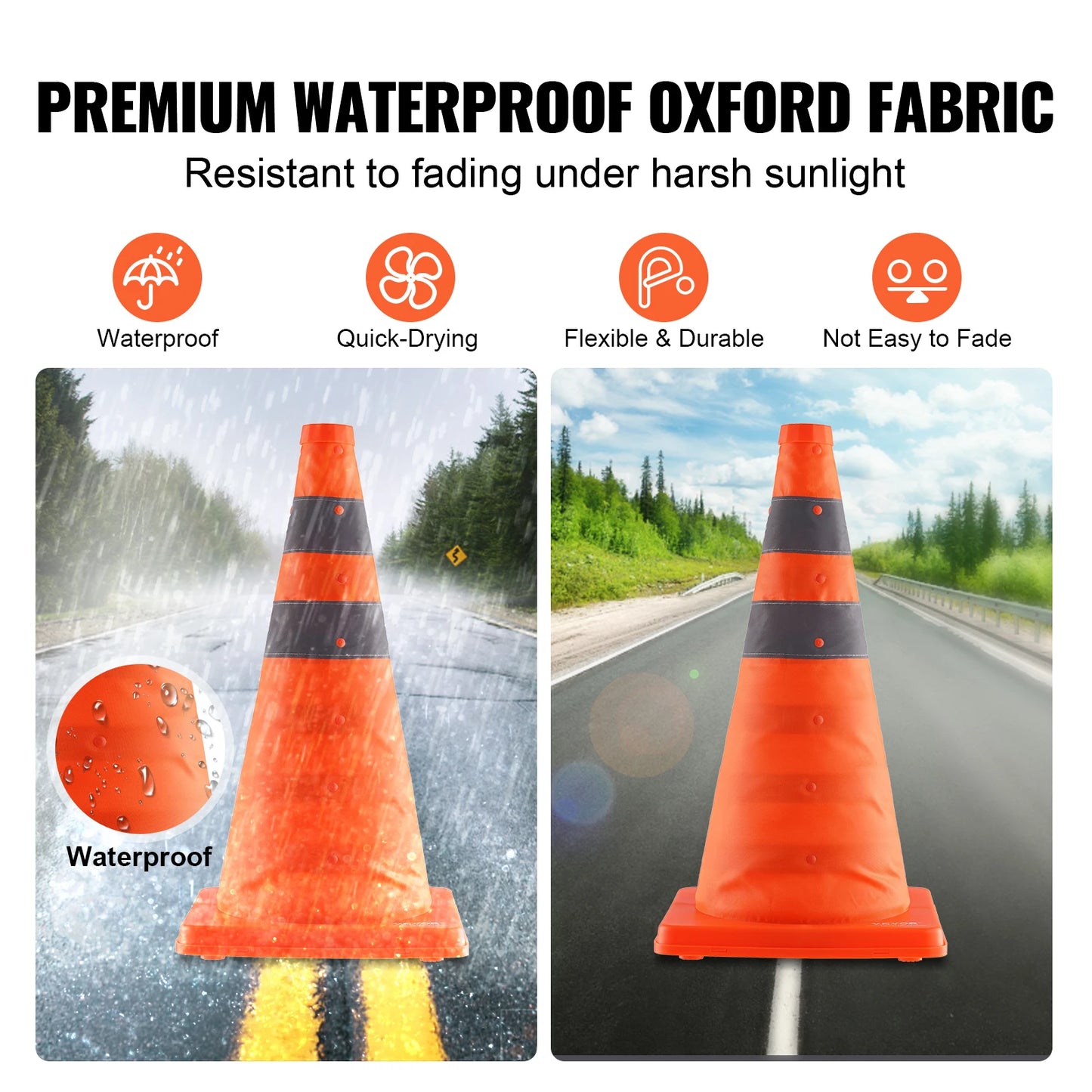 SucceBuy Safety Cones 2/4Pack 18/28inch Collapsible Traffi