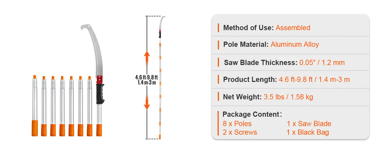 SucceBuy Manual Pole Saw Extendable Tree Pruner