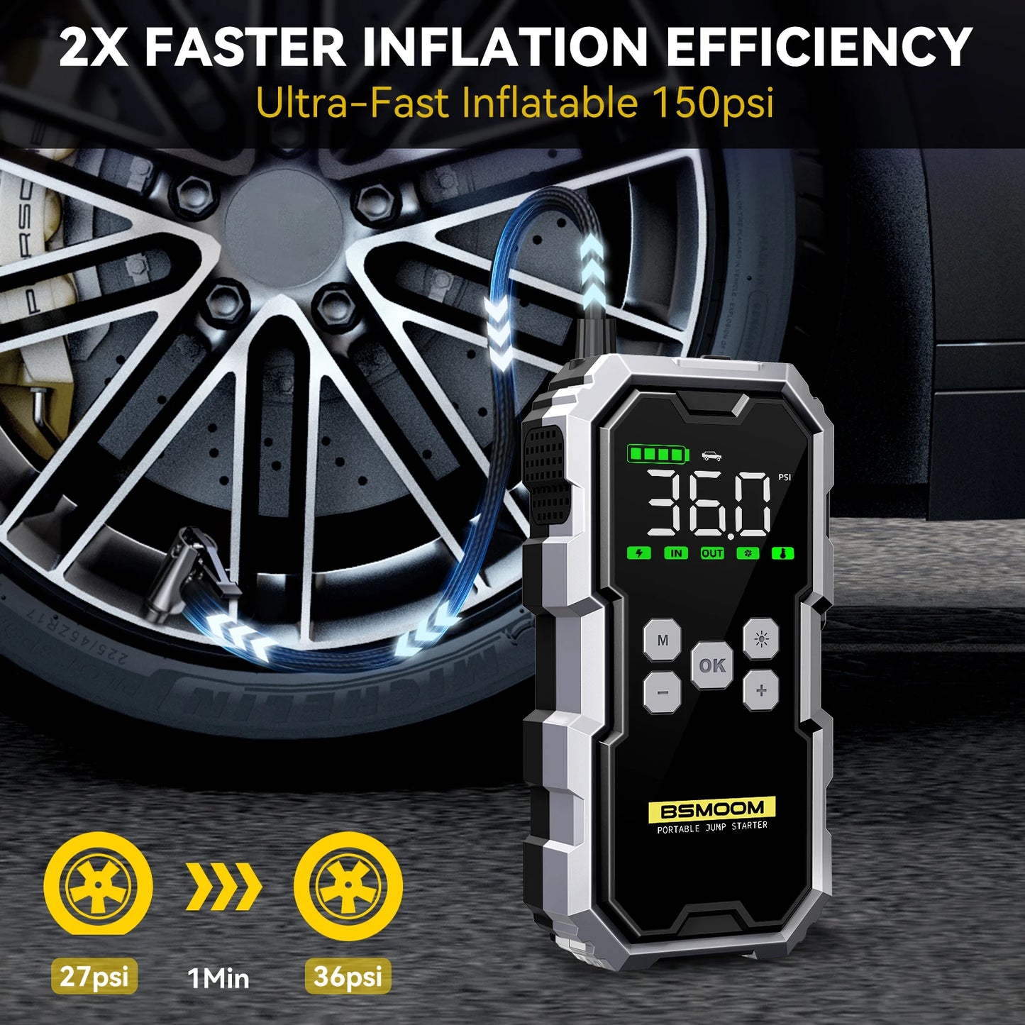 150PSI Air Pump Car Battery Emergency Boosters 7000A
