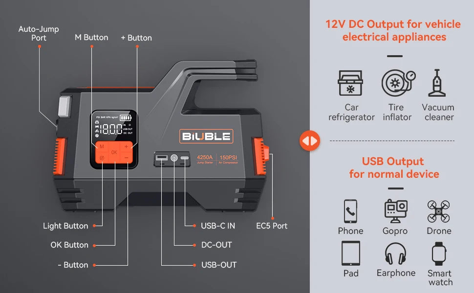 26800mAh Car Jump Starter Power Bank Portable