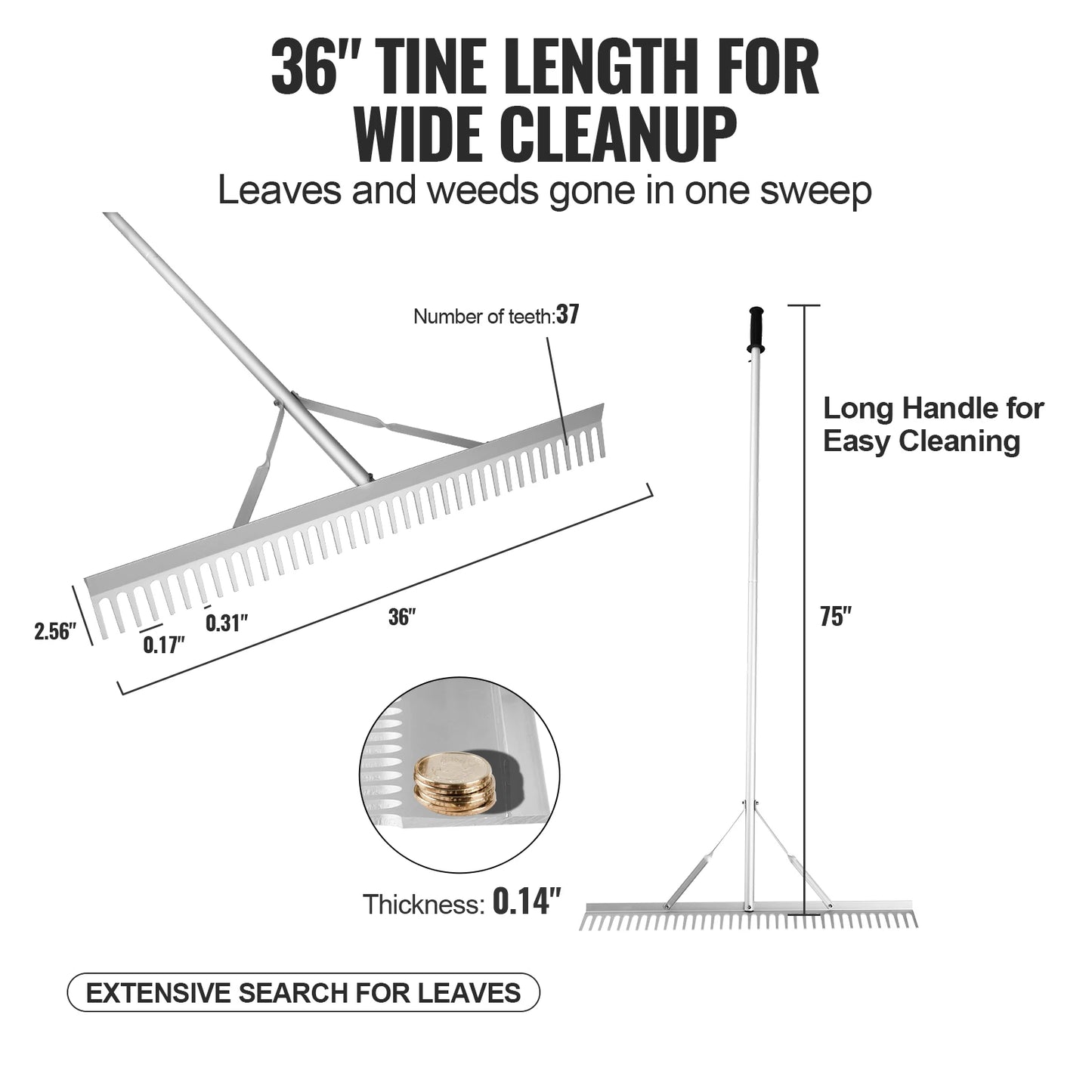 Landscape Rake 36" Head Aluminum