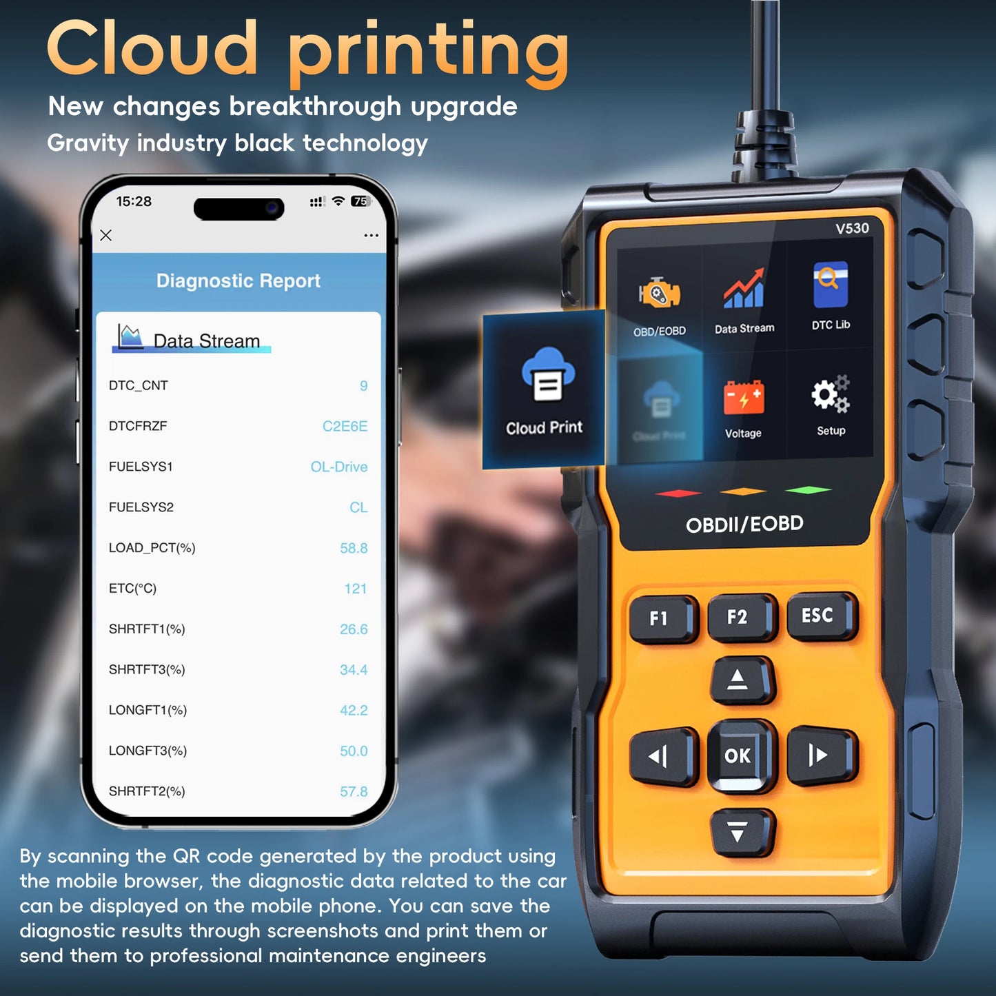 Professional OBD2 Scanner Diagnostic Tool, Check Engine