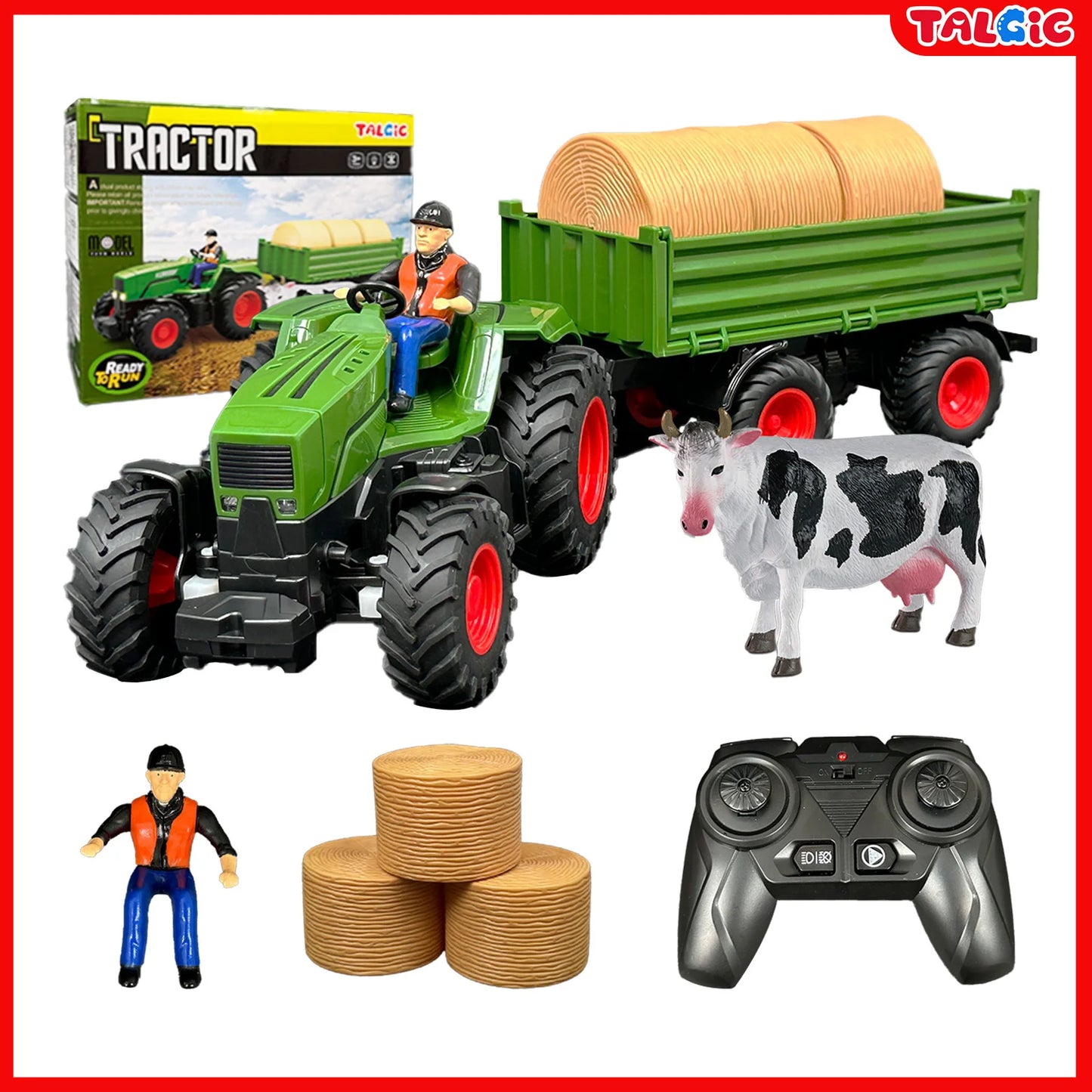 Remote Control Farm Tractor Toy - Realistic RC