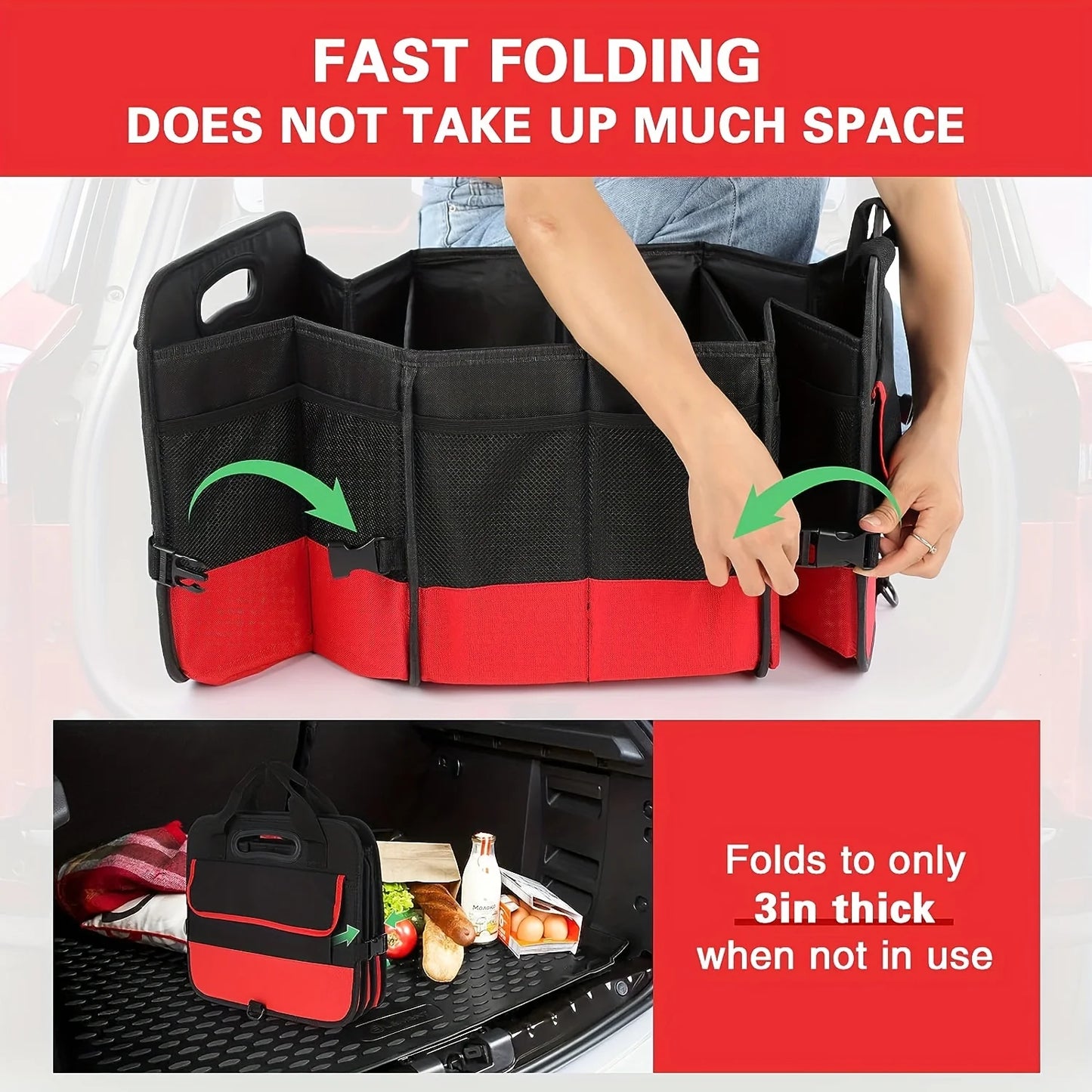 Large Trunk Organizer For Car, Collapsible