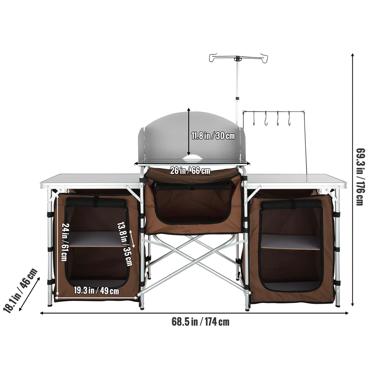 SucceBuy Camping Outdoor Kitchen Table Cabinet