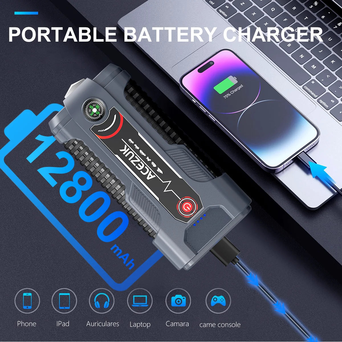 12V Car Jump Starter Automatic Battery Booster Charger