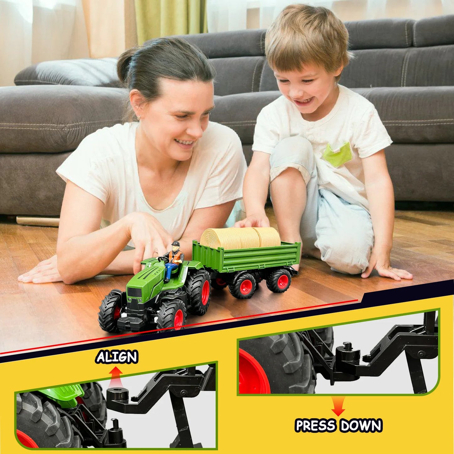 Remote Control Farm Tractor Toy - Realistic RC