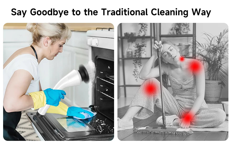 Electric scrubber with 8 Replaceable Brush Heads
