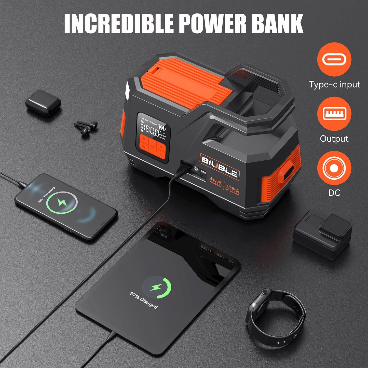 26800mAh Car Jump Starter Power Bank Portable